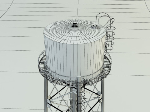 High tower water tank Modelo 3D