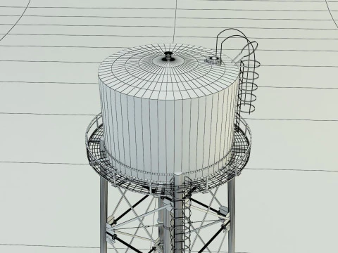 High tower water tank 3D Model