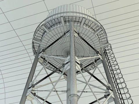 High tower water tank 3D Model