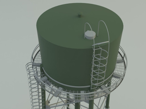 High tower water tank Modelo 3D