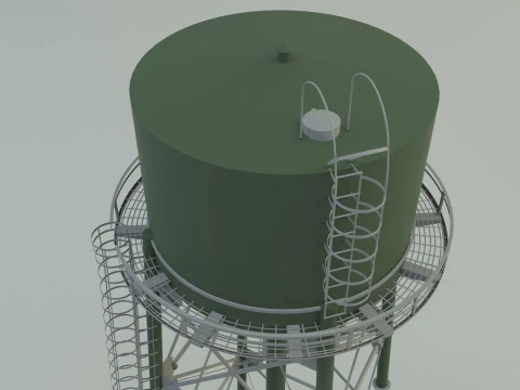 High tower water tank 3D Model