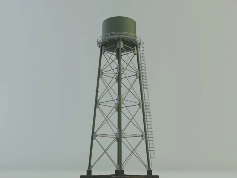 High tower water tank 3D Model