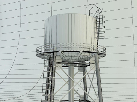High tower water tank 3D Model
