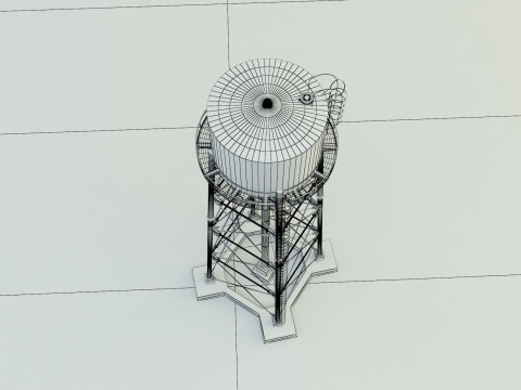 High tower water tank Modelo 3D