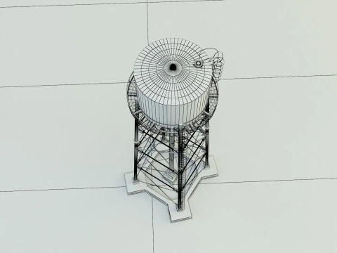 High tower water tank 3D Model