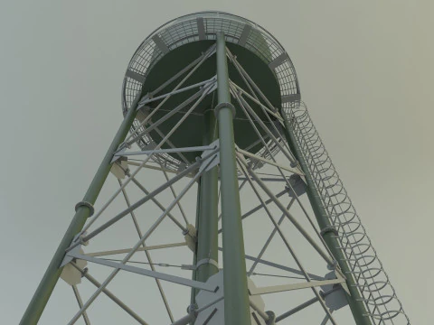 High tower water tank 3D Model