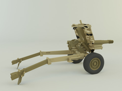 Howitzer 105mm cannon 3D Model