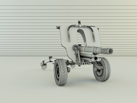 Howitzer 105mm cannon 3D Model