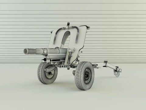 Howitzer 105mm cannon 3D Model