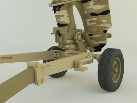 Howitzer 105mm cannon 3D Model