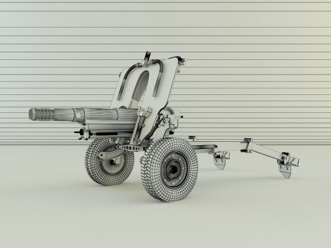 Howitzer 105mm cannon 3D Model