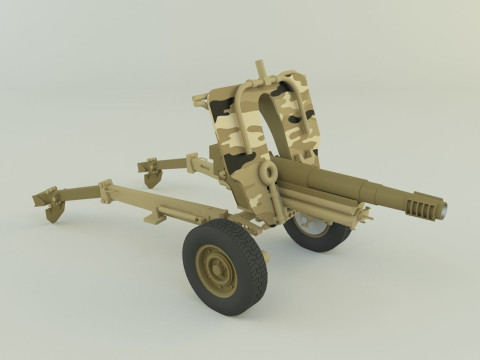 Howitzer 105mm cannon 3D Model
