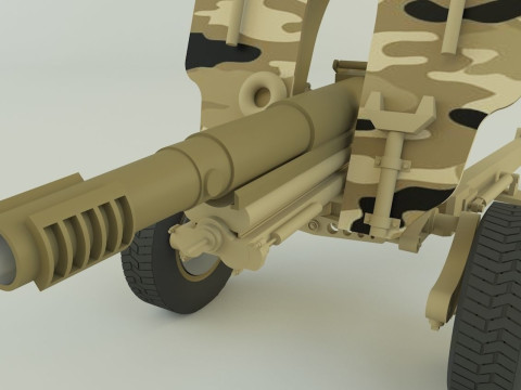 Howitzer 105mm cannon 3D Model