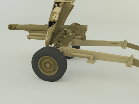 Howitzer 105mm cannon 3D Model