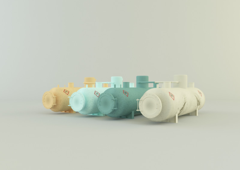 Industrial gas tanks 3D Модель .c4d .max .obj .3ds .fbx .stl .blend
