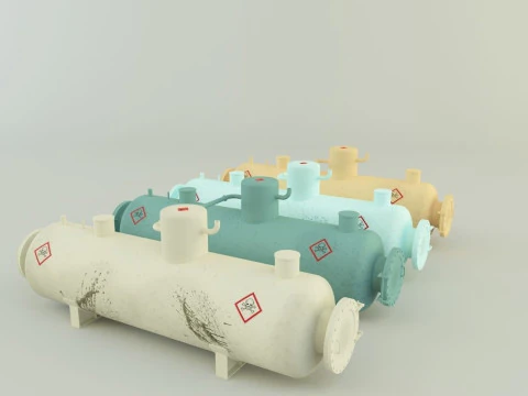 Industrial gas tanks 3D Model