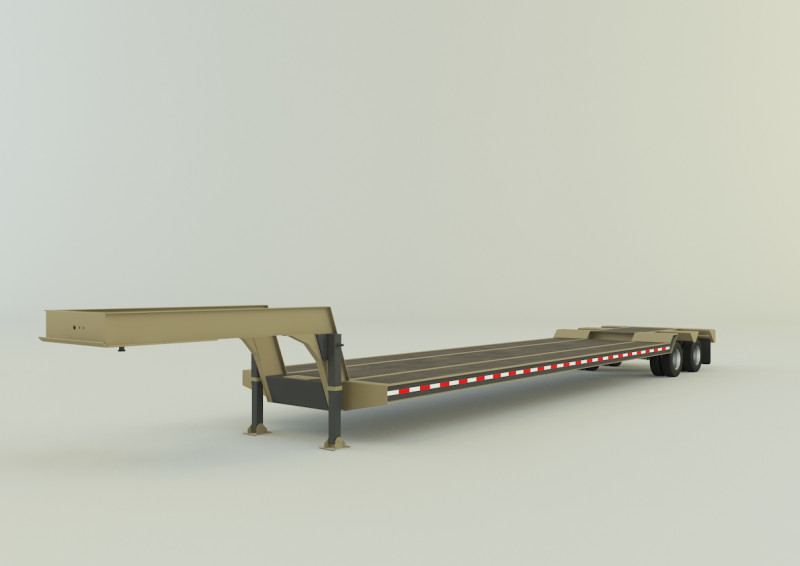 LowBoy Trailer 3D Model 3D .c4d .max .obj .3ds .fbx .stl .blend 
