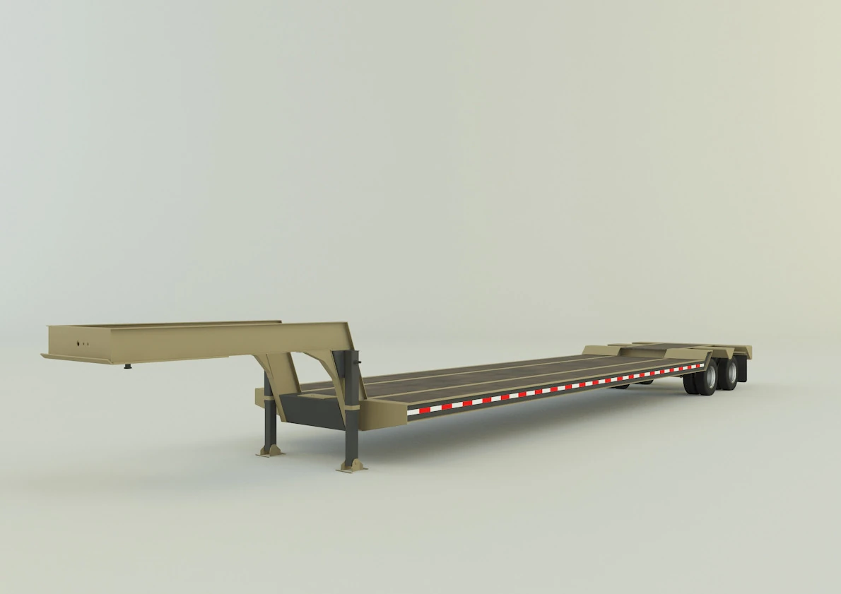 LowBoy Trailer 3D 3D Model .c4d .max .obj .3ds .fbx .stl .blend 