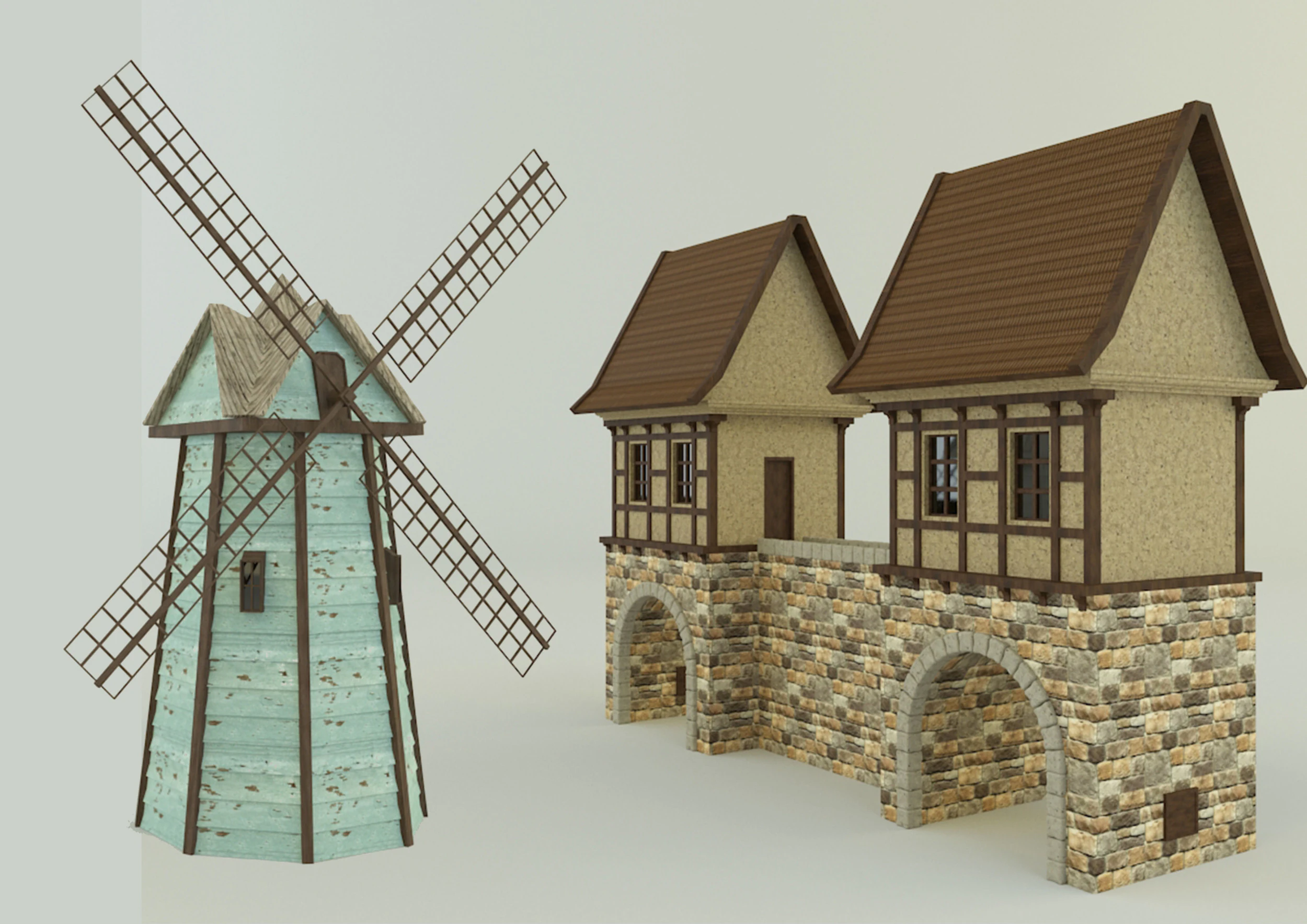 Model house 1 medieval castle 3D Model .c4d .max .obj .3ds .fbx .stl .blend 
