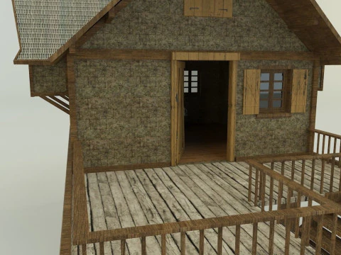 Model Houses 2 wooden house with stairs 3D Model