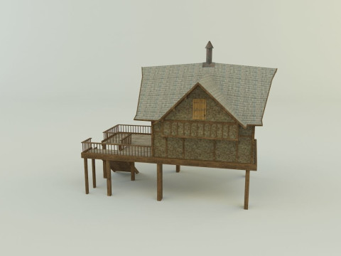 Model Houses 2 wooden house with stairs 3Dモデル