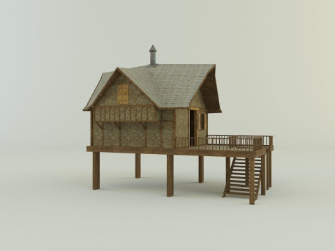 Model Houses 2 wooden house with stairs 3Dモデル