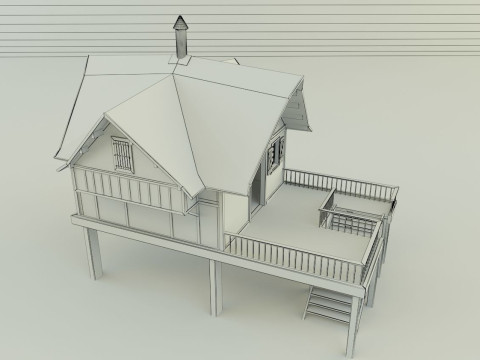 Model Houses 2 wooden house with stairs 3Dモデル