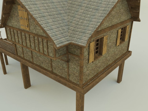 Model Houses 2 wooden house with stairs 3Dモデル
