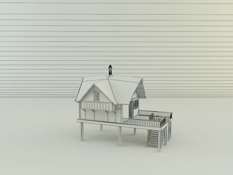 Model Houses 2 wooden house with stairs 3Dモデル