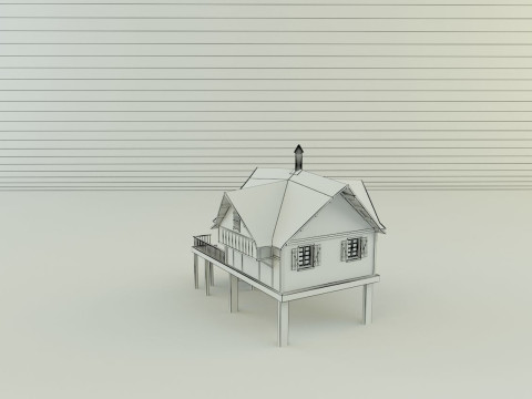 Model Houses 2 wooden house with stairs 3Dモデル
