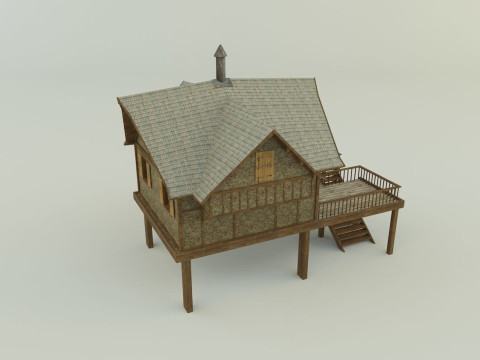 Model Houses 2 wooden house with stairs 3Dモデル