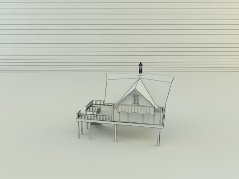Model Houses 2 wooden house with stairs 3Dモデル
