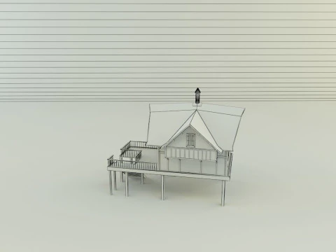 Model Houses 2 wooden house with stairs 3D Model