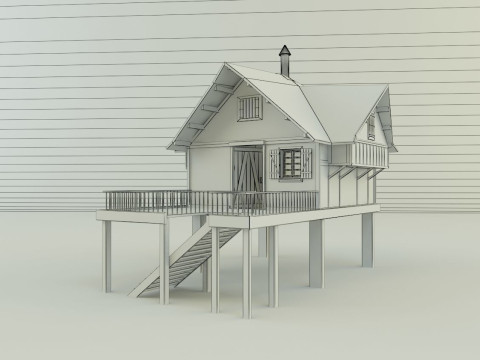 Model Houses 2 wooden house with stairs 3Dモデル