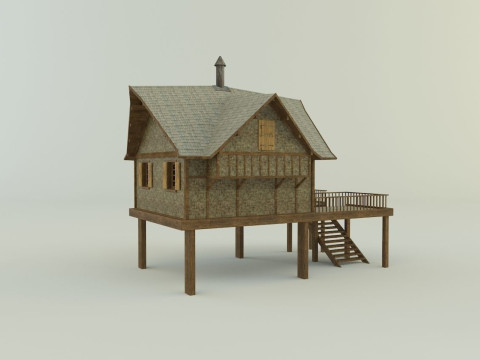 Model Houses 2 wooden house with stairs 3Dモデル
