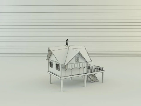 Model Houses 2 wooden house with stairs 3D Model