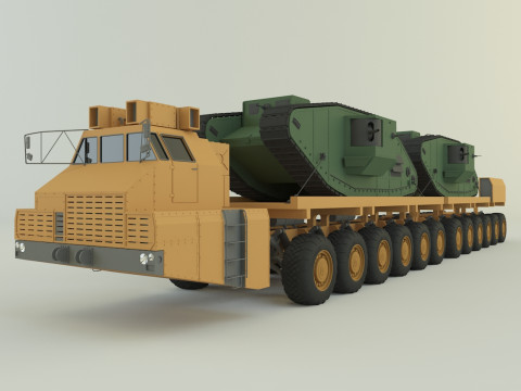 Maz-7907- Mark V tank military vehicle Modello 3D