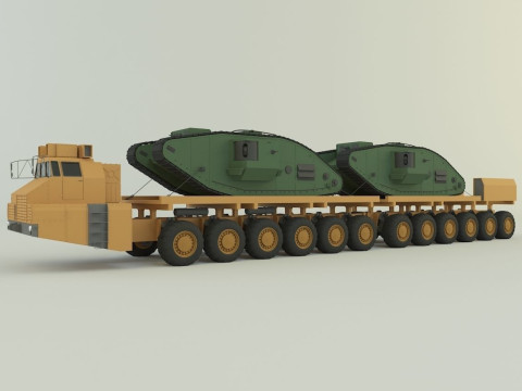 Maz-7907- Mark V tank military vehicle 3D Model