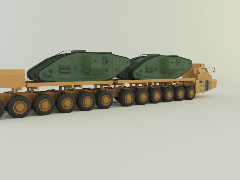 Maz-7907- Mark V tank military vehicle 3D Model