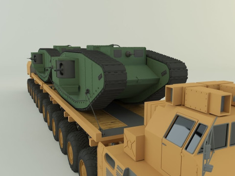 Maz-7907- Mark V tank military vehicle 3D Model