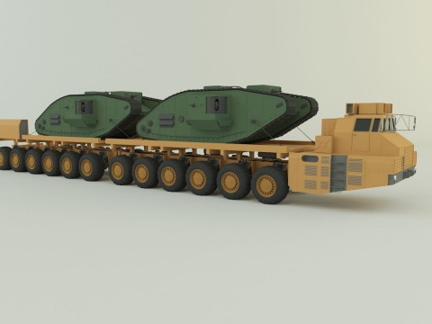 Maz-7907- Mark V tank military vehicle 3D Model