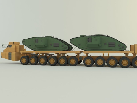 Maz-7907- Mark V tank military vehicle 3D Model