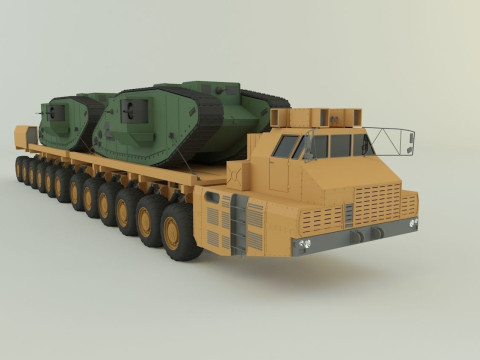 Maz-7907- Mark V tank military vehicle 3D Model