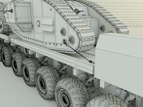 Maz-7907- Mark V tank military vehicle 3D Model