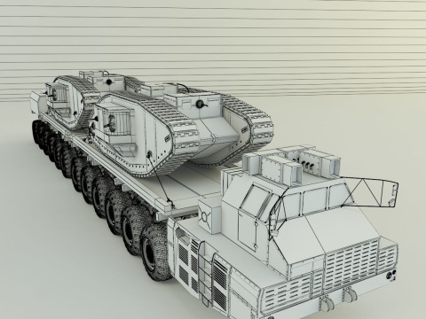 Maz-7907- Mark V tank military vehicle 3D Model