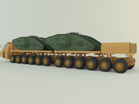 Maz-7907- Mark V tank military vehicle 3D Model
