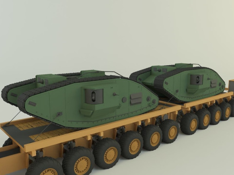 Maz-7907- Mark V tank military vehicle 3D Model