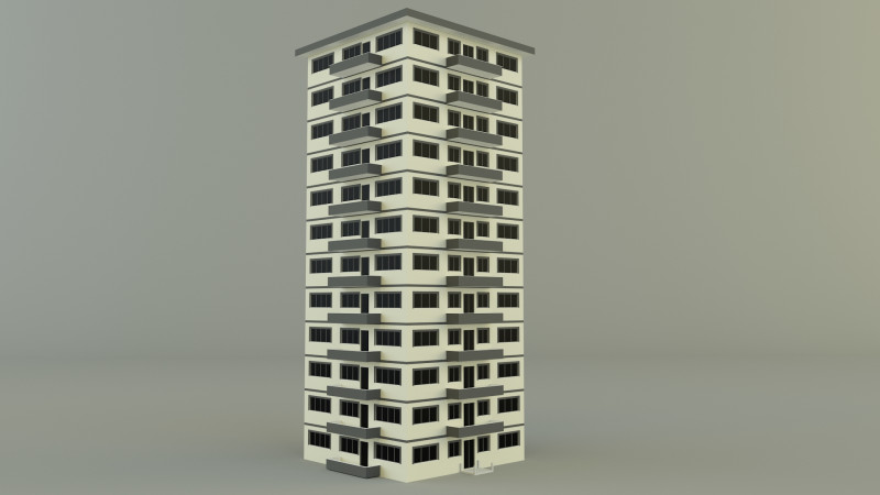 High rise apartment model 3D 模型 .c4d .max .obj .3ds .fbx .stl .blend 