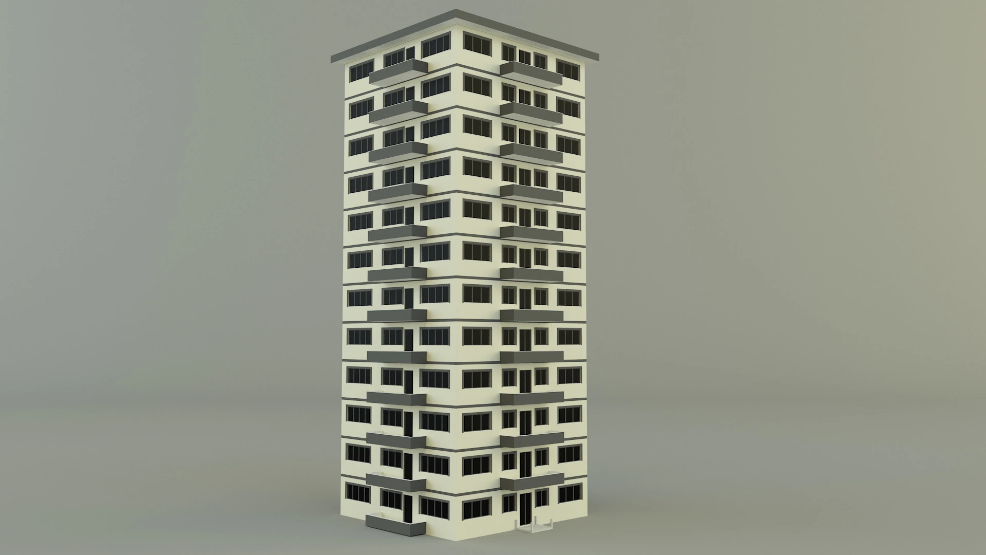 High rise apartment model 3D Model .c4d .max .obj .3ds .fbx .stl .blend
