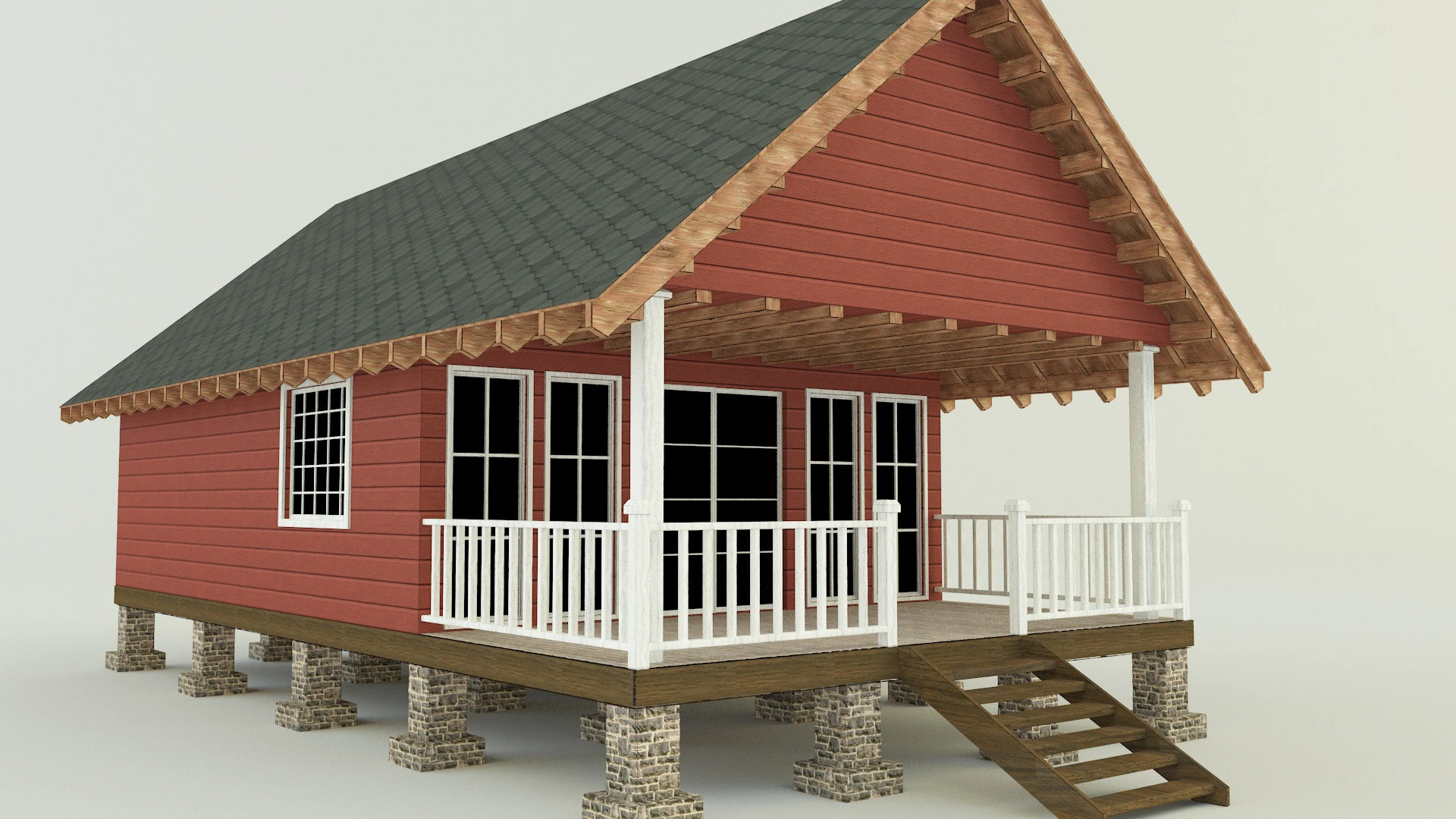 Guest house model 3D Model .c4d .max .obj .3ds .fbx .stl .blend 